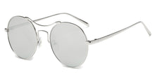 Load image into Gallery viewer, Women Metal Retro Circle Round Brow-Bar Mirrored UV Protection Fashion Sunglasses