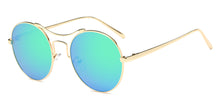Load image into Gallery viewer, Women Metal Retro Circle Round Brow-Bar Mirrored UV Protection Fashion Sunglasses